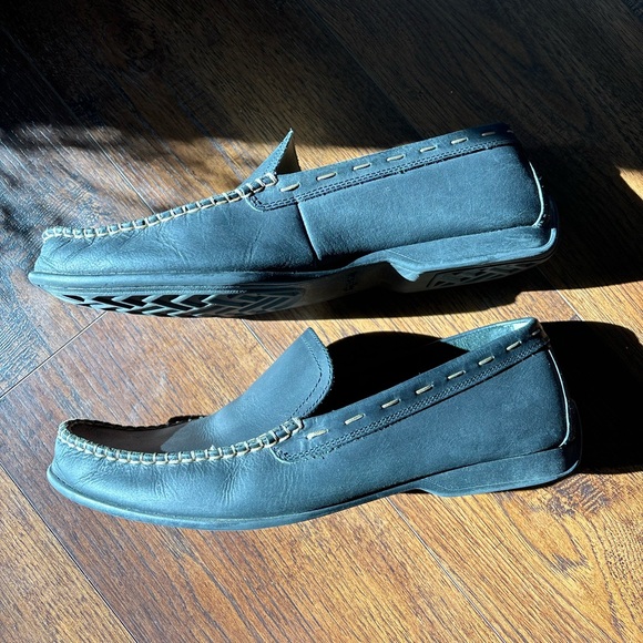 Frye & Co Men's 12 Black Leather Driving Loafers Shoes Lewis Venetian Moccasin - Picture 3 of 9
